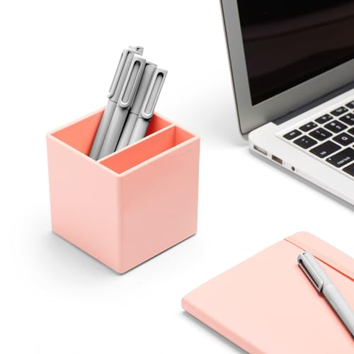 Blush Pink Plastic Pen Holder with 2 Compartments F266
