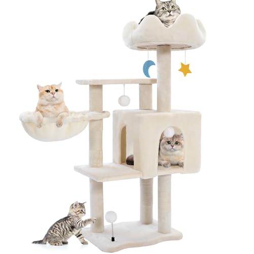 White 40'' Cat Tree Tower with Scratching Post G499
