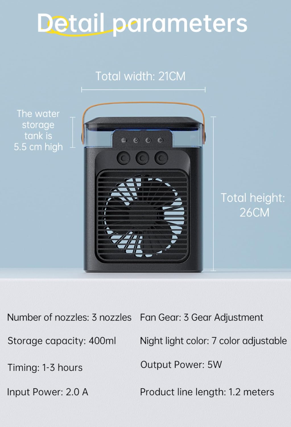Mini Air Cooler Portable Air Conditioner Evaporative Air Cooler Cordless Desktop Cooling Fan B890455
