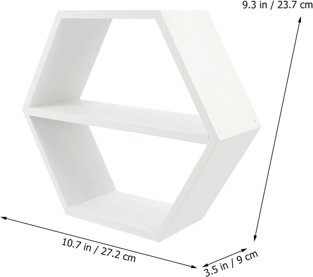 White Hexagon Floating Shelves K220970