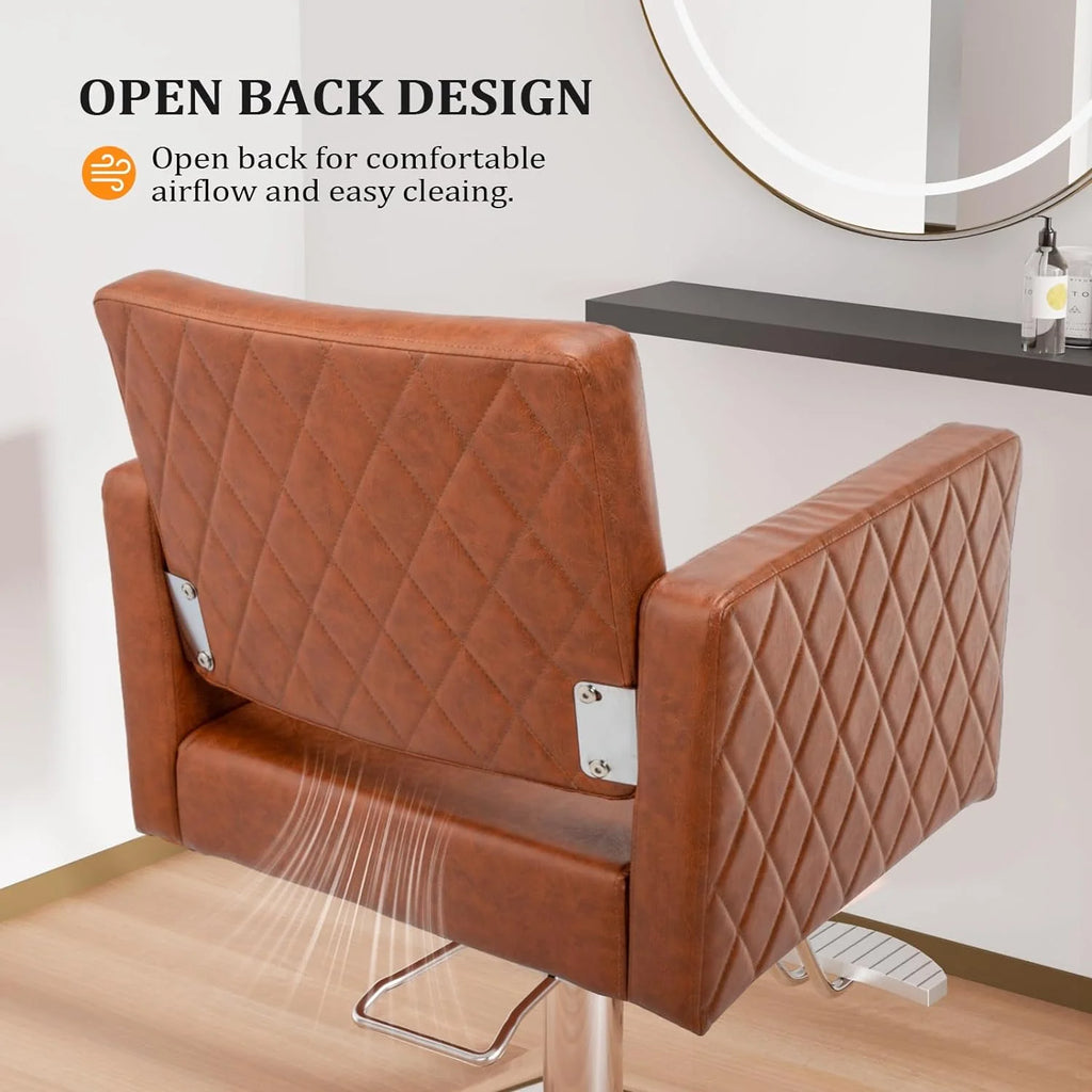 Brown Hydraulic Barber Chair with Aluminium Alloy Footrest J4122