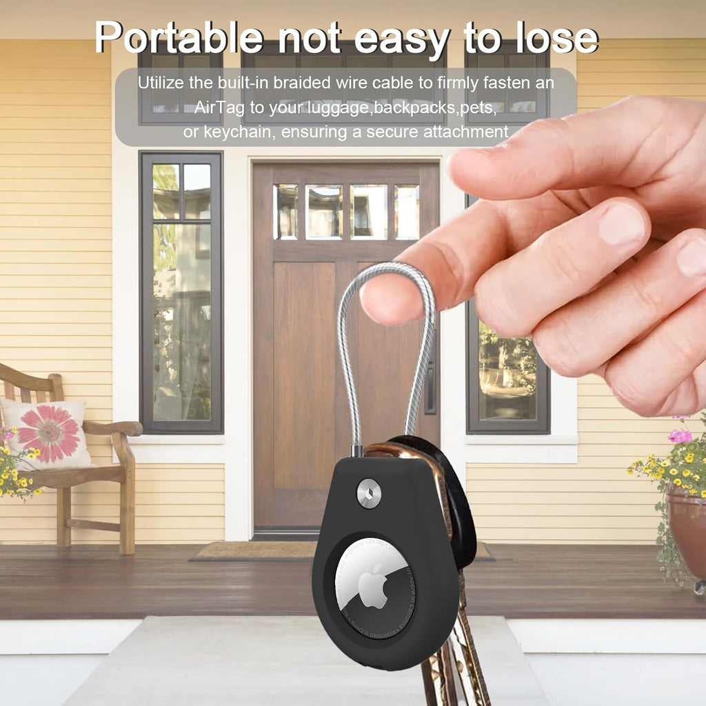 Black AirTag Holder with Keychain C37868