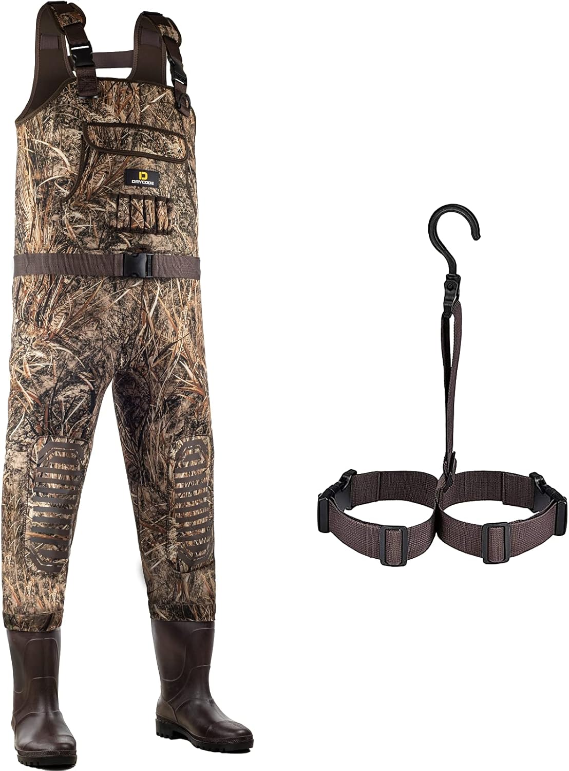Waterproof Neoprene Camo Chest Waders with Boots A1938