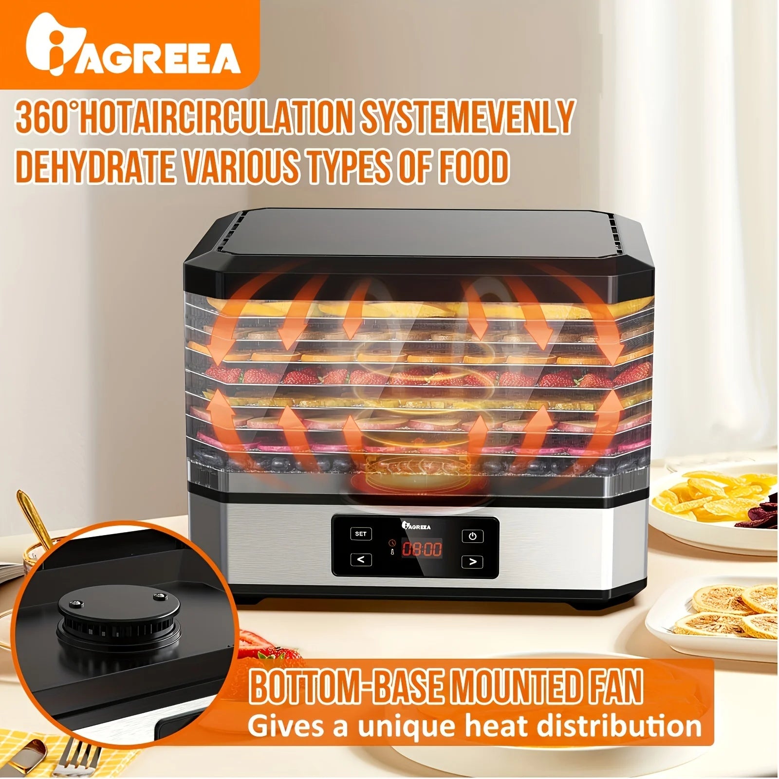 8 Trays Digital Food Dehydrator H583793