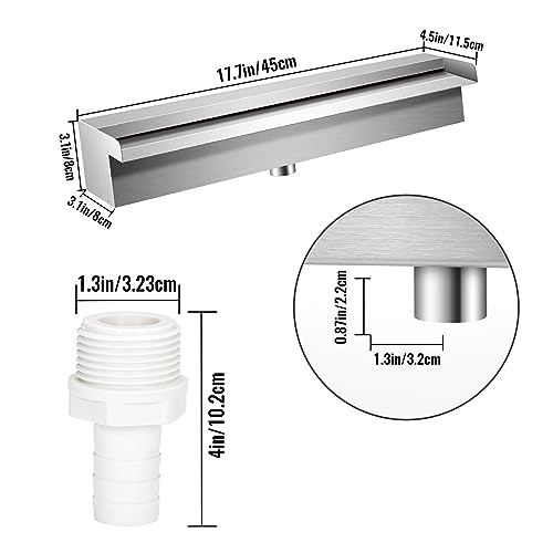 Stainless Steel Rectangular Pool Waterfall Spillway 17.7 Inch H51125