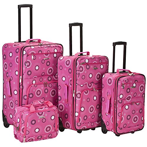 4-Piece Softside Upright Luggage Set with Telescoping Handles T7057