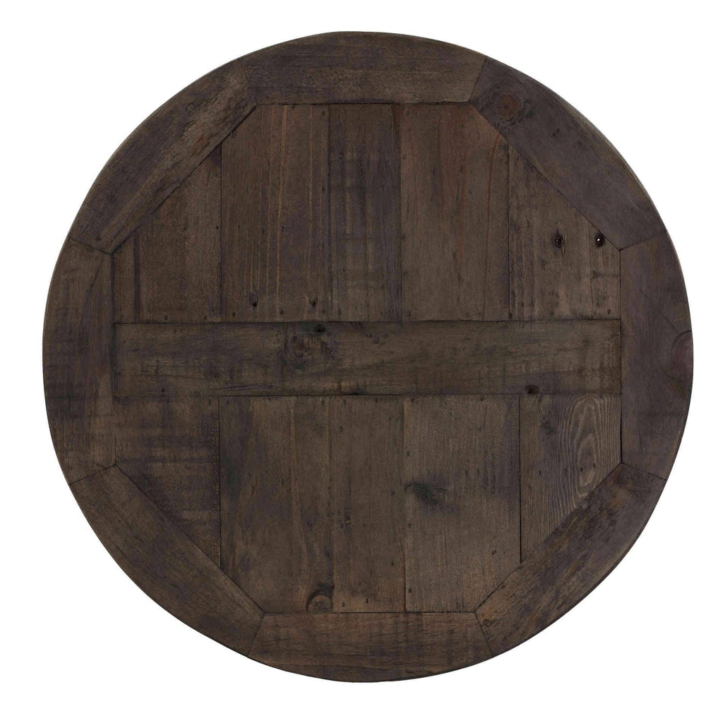 Solid Reclaimed Wood and Black Metal End Table J7617
