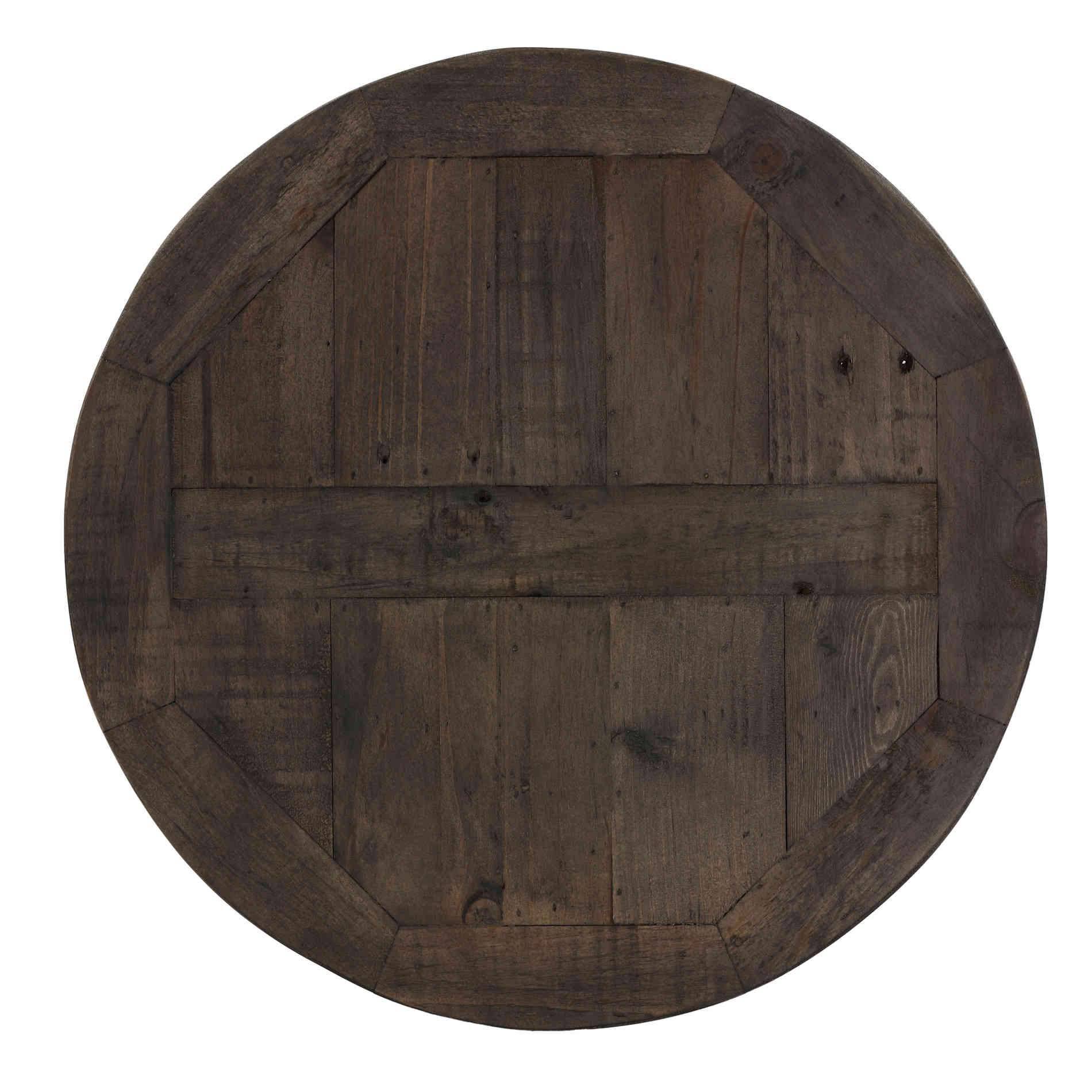 Solid Reclaimed Wood and Black Metal End Table J7617