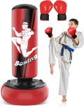 66 Inch Inflatable Punching Bag with Boxing Gloves (Red) E337