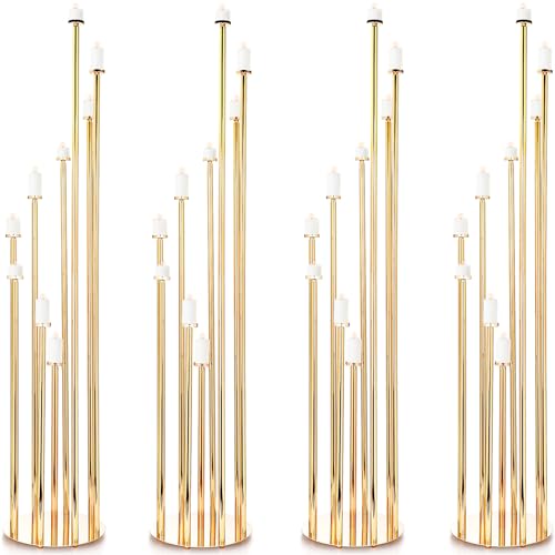 Gold 2 Pcs Metal Floor Candle Holder J414249