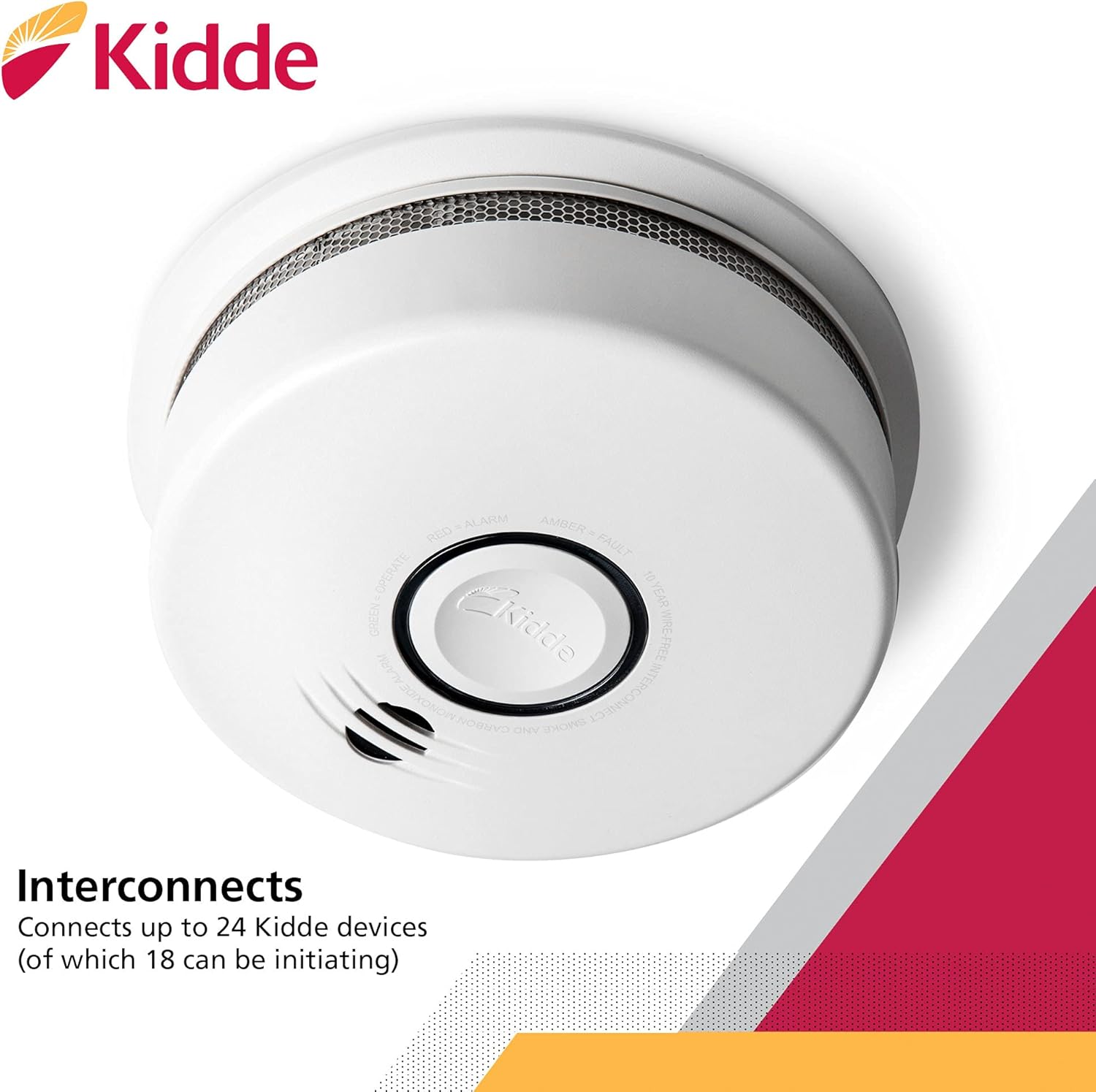 Wireless Hardwired Smoke Detector with 10-Year Battery Backup and Photoelectric Sensor U469