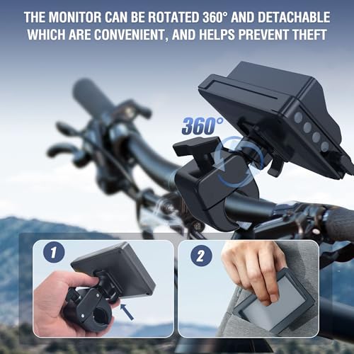 Bicycle Rear View Camera with 4.3'' HD 1080P Monitor and 8000mah Battery T427357
