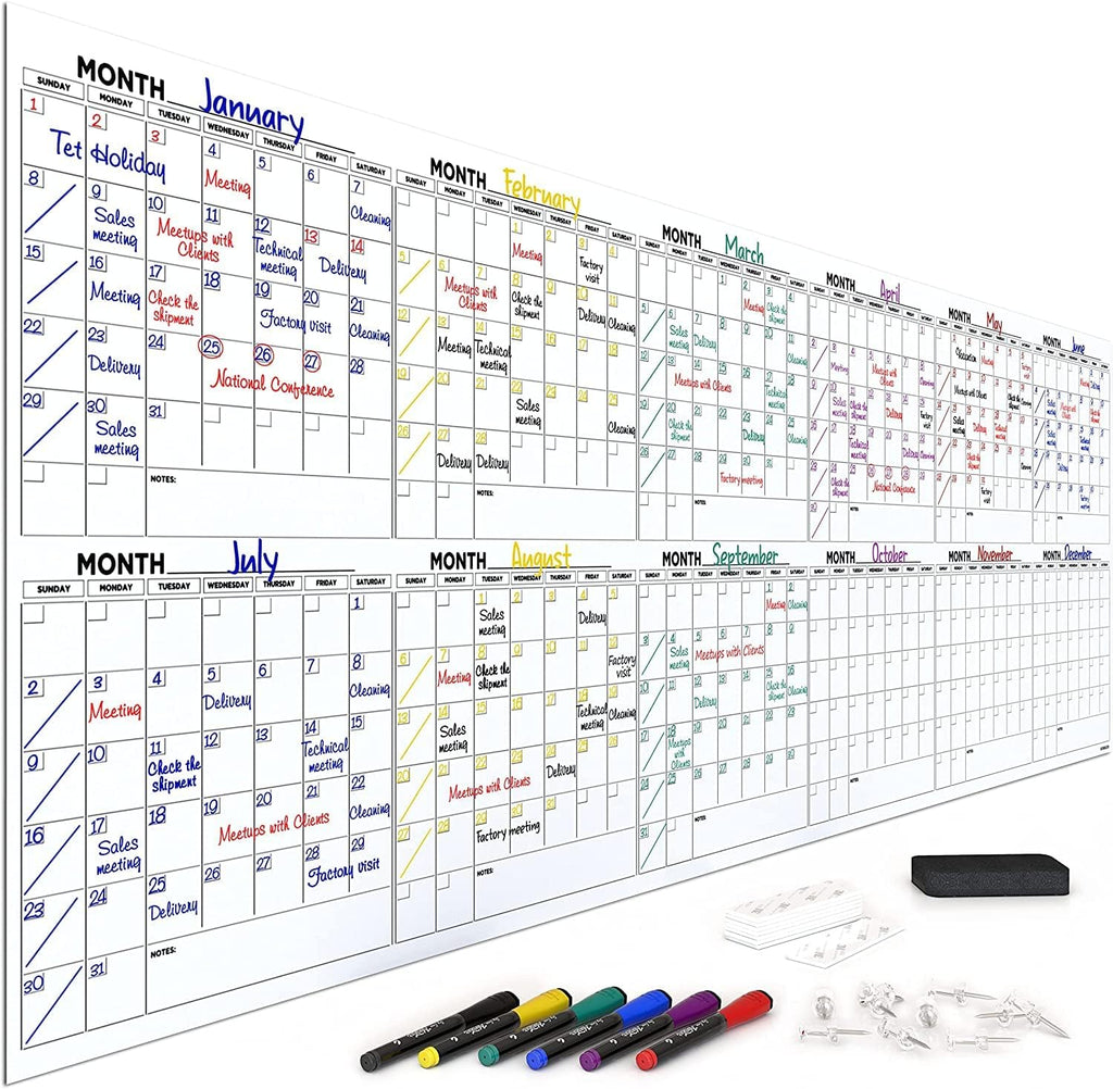 100"x36" White Board Calendar Dry Erase Wall Calendar X207331