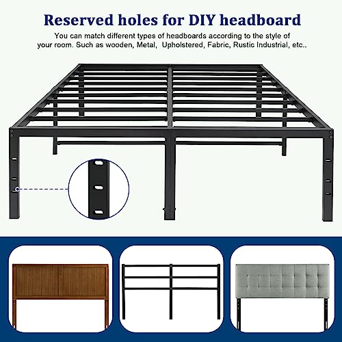 Black 18 Inch Tall Cal King Metal Platform Bed Frame P4825