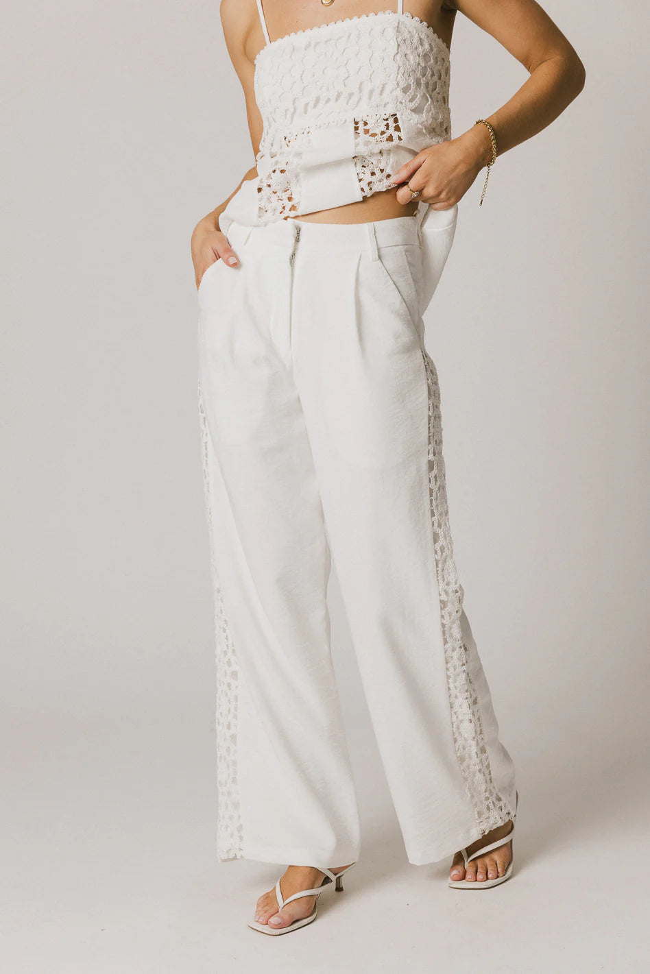 White Crochet Pants R176605