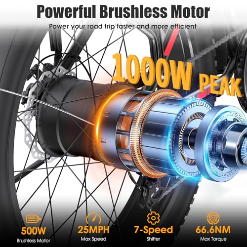 26" Fat Tire Electric Mountain Bike with 48V 13AH Battery Q380