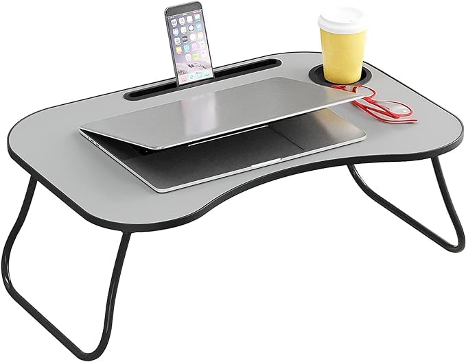 Gray Foldable Laptop Table with Cup Holder H9940