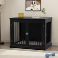 Large Wooden Dog Crate with Cushion and Flip Top, Black A23392