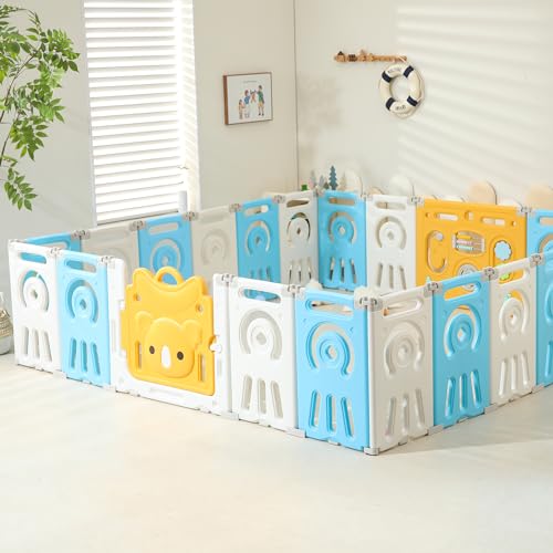 Grey & White 22 Panels Foldable Baby Playpen B9471
