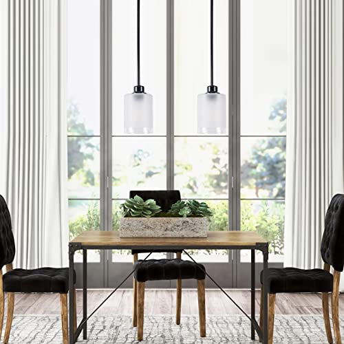 3 Pack 1-Light Industrial Farmhouse Pendant Ceiling Light Frosted Glass Black Finish R4228