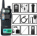 Ham Radio Handheld Walkie Talkies UHF VHF Dual Band 2-Way Radio Full Kit with Extra 3800mAh Battery, Earpiece and Programming Cable Pack of 2 X68132