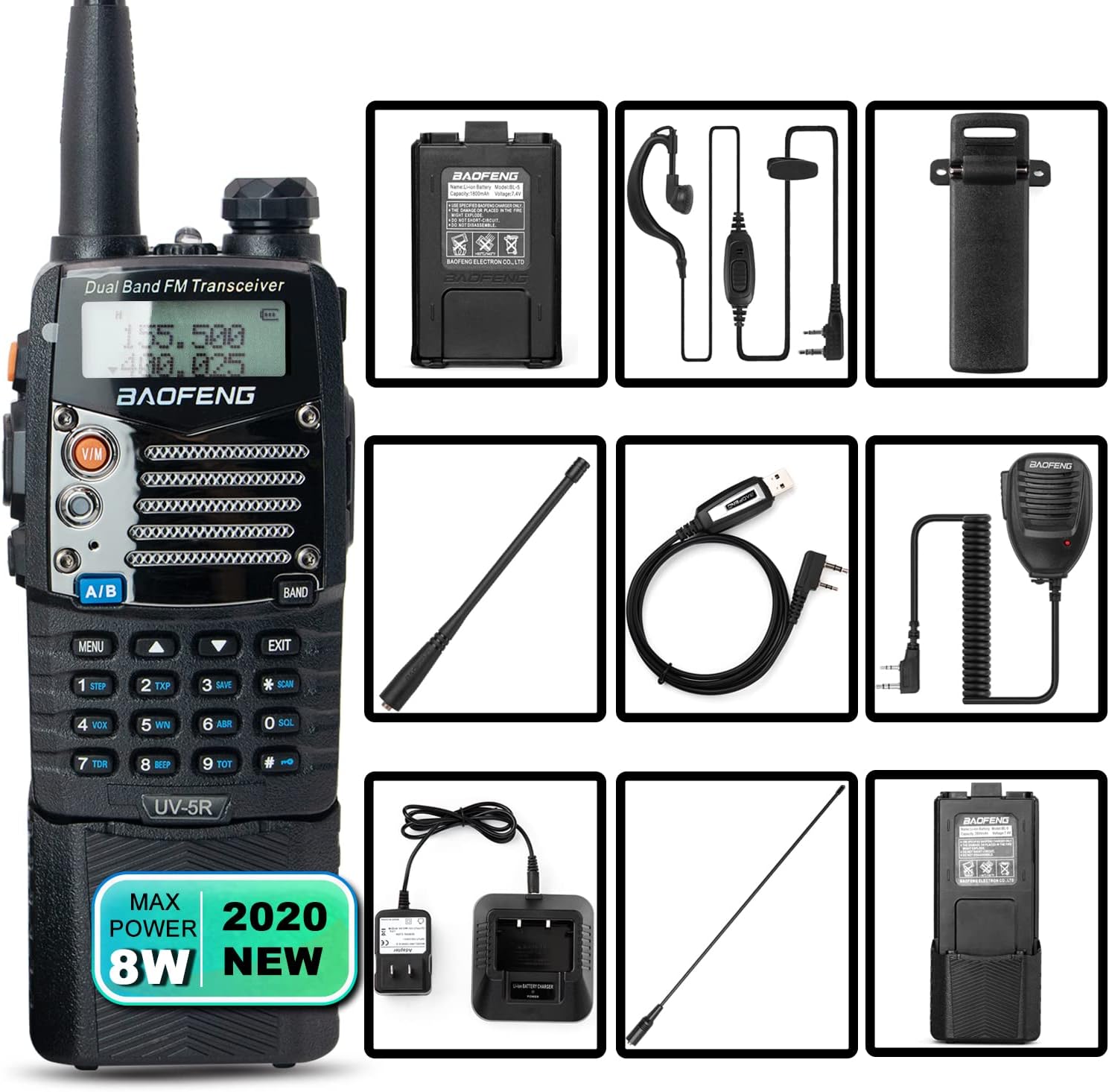 Ham Radio Handheld Walkie Talkies UHF VHF Dual Band 2-Way Radio Full Kit with Extra 3800mAh Battery, Earpiece and Programming Cable Pack of 2 X68132