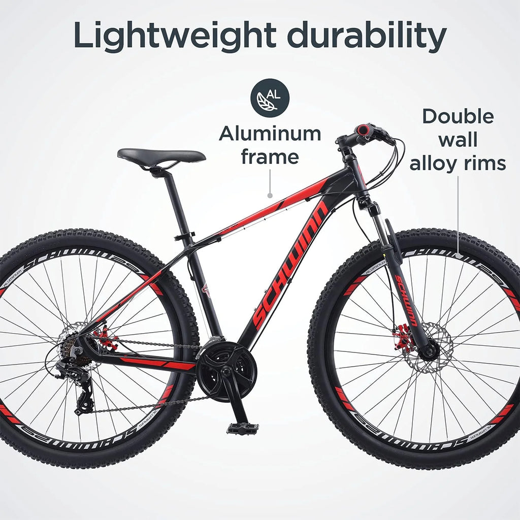 Open Box 24 Speed 29 Inch Wheels Matte Black Red Mountain Bike L234