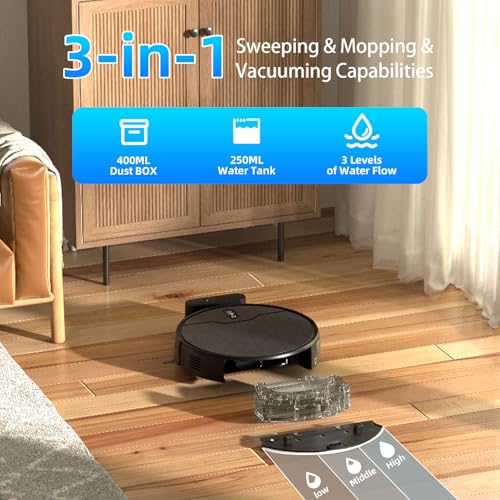 Robot Vacuum and Mop Combo with Large Capacity Dustbin D698385