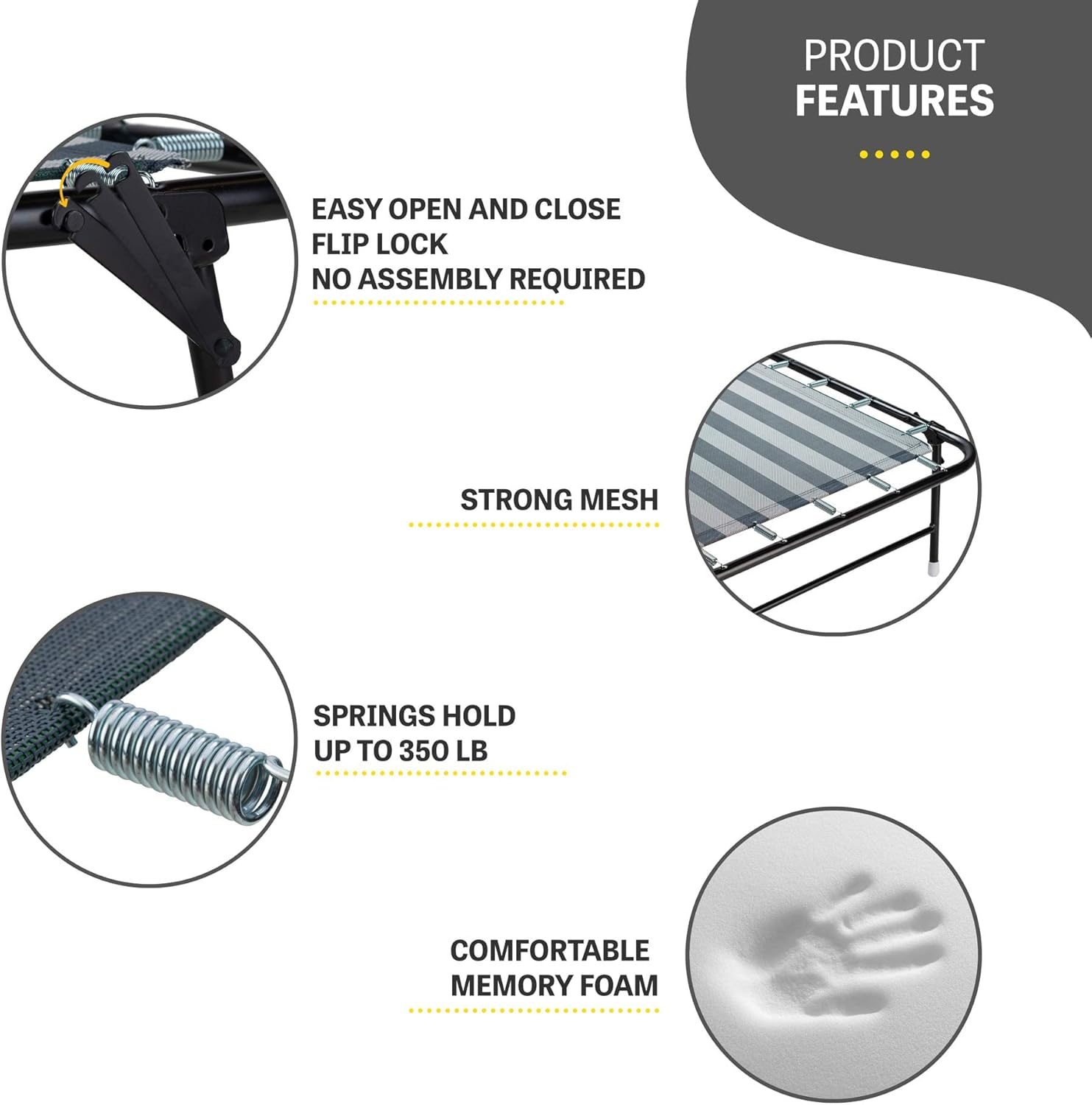 Folding Bed with Memory Foam Mattress and Carry Bag V3089