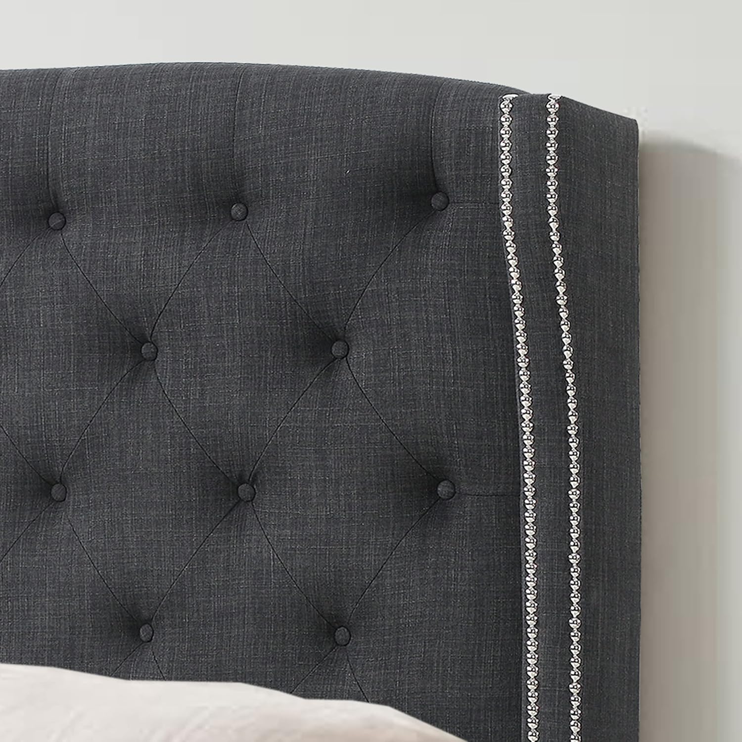 Charcoal Upholstered Wingback Headboard, Full P50267