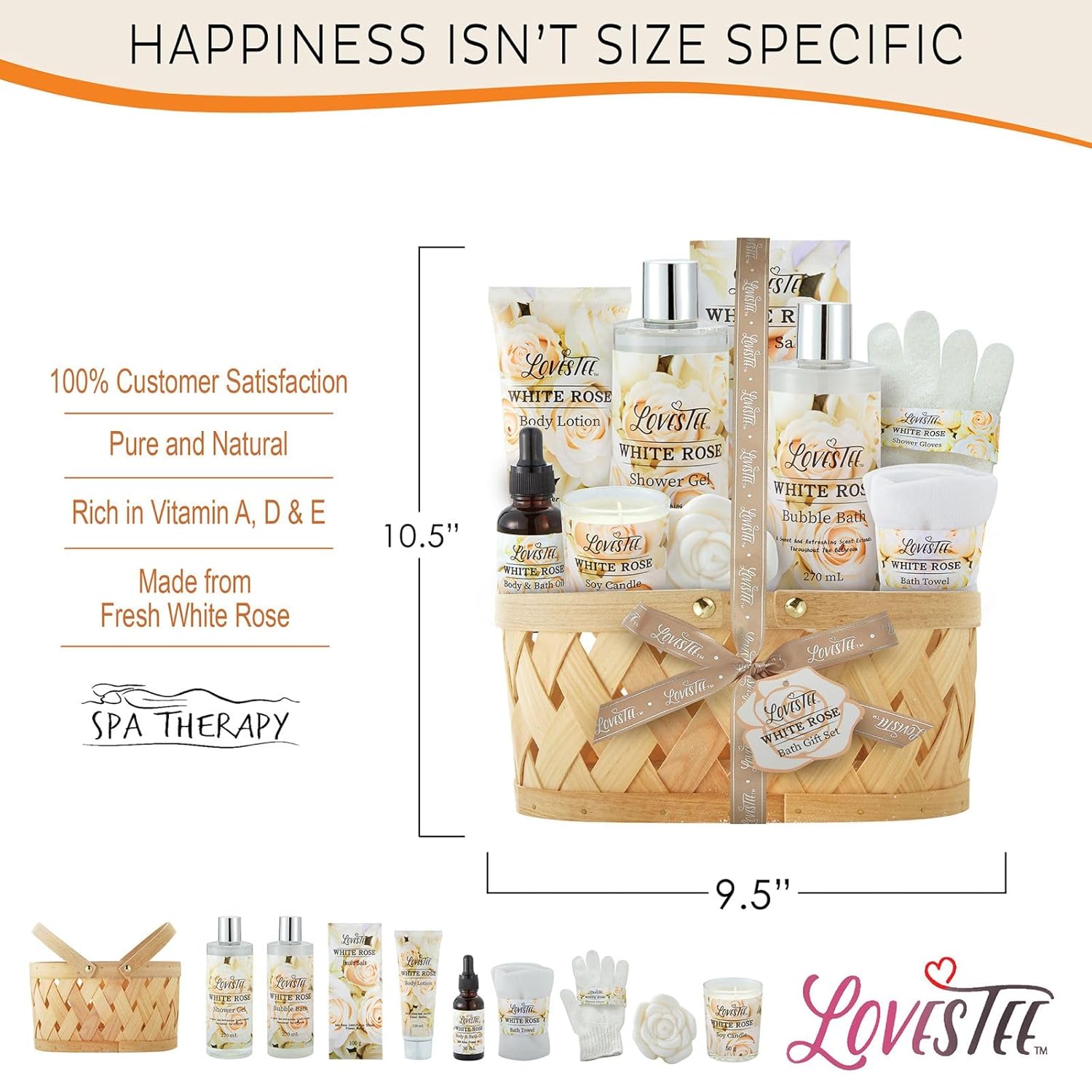 White Rose Set Body Lotion, Shower Gel, Bubble Bath, Bath Salt, Towel, Soap, Oil, Candle, Gloves I803