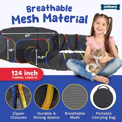 Outdoor Cat Enclosure - Portable Catio Playground Tent & Tunnels H5160