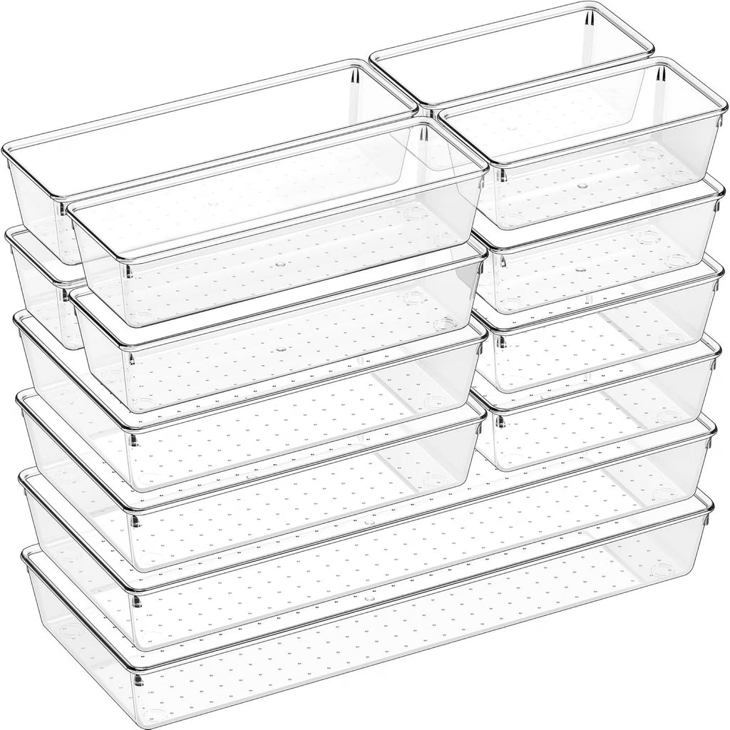 14 PCS Clear Plastic Drawer Organizer Set G419861