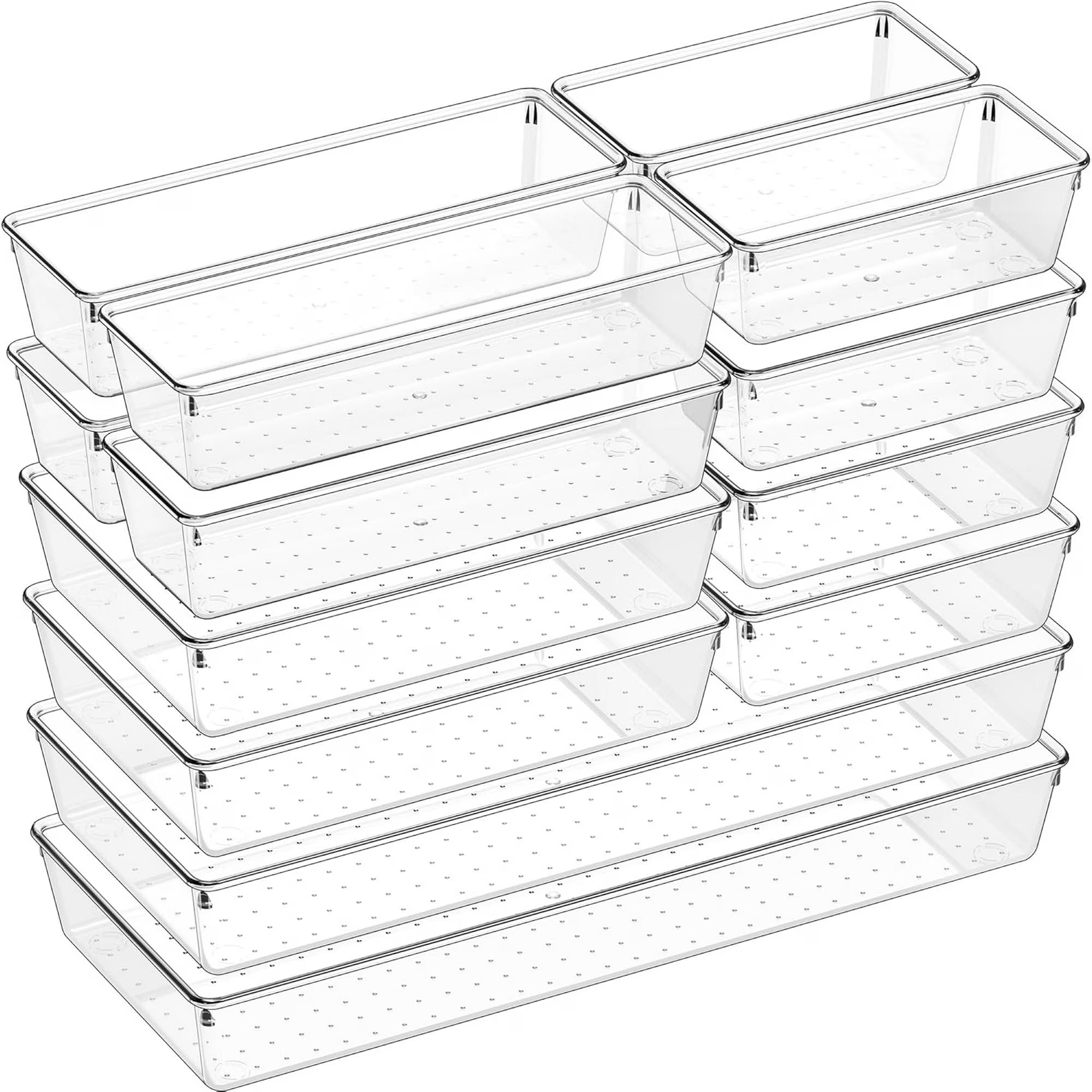 14 PCS Clear Plastic Drawer Organizer Set G419861