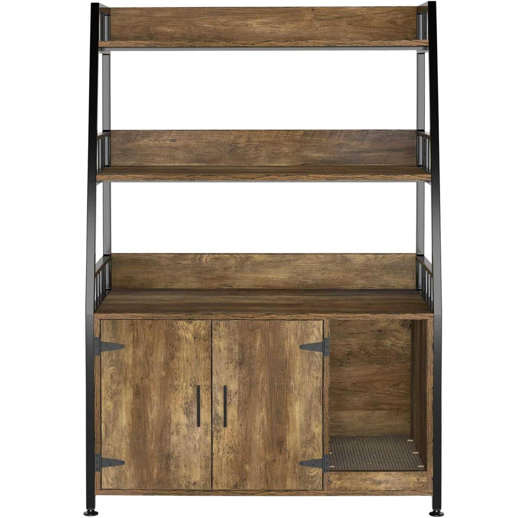 Large Hidden Cat Litter Box Enclosure Furniture with Shelf Wood W187161