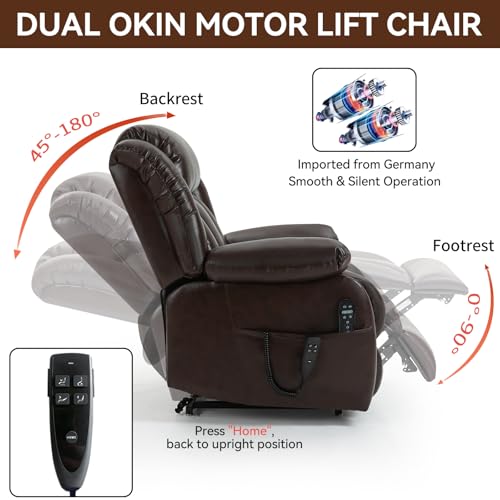 Black Leather Dual Motor Power Lift Recliner Chair L73368