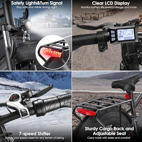 26" Fat Tire Electric Mountain Bike with 48V 13AH Battery Q380