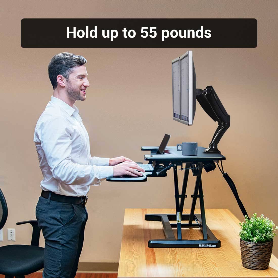 Black electric standing desk converter X28725