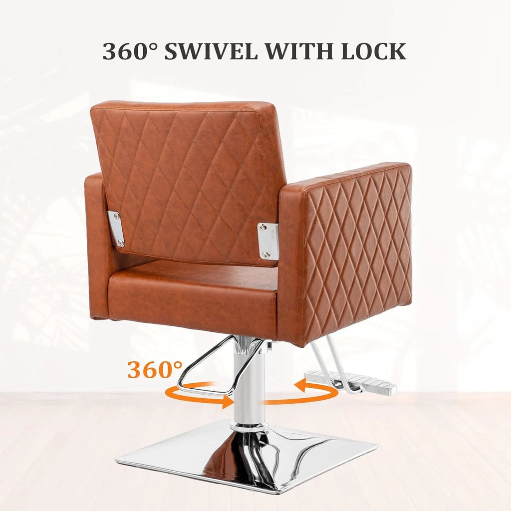 Brown Hydraulic Barber Chair with Aluminium Alloy Footrest J4122