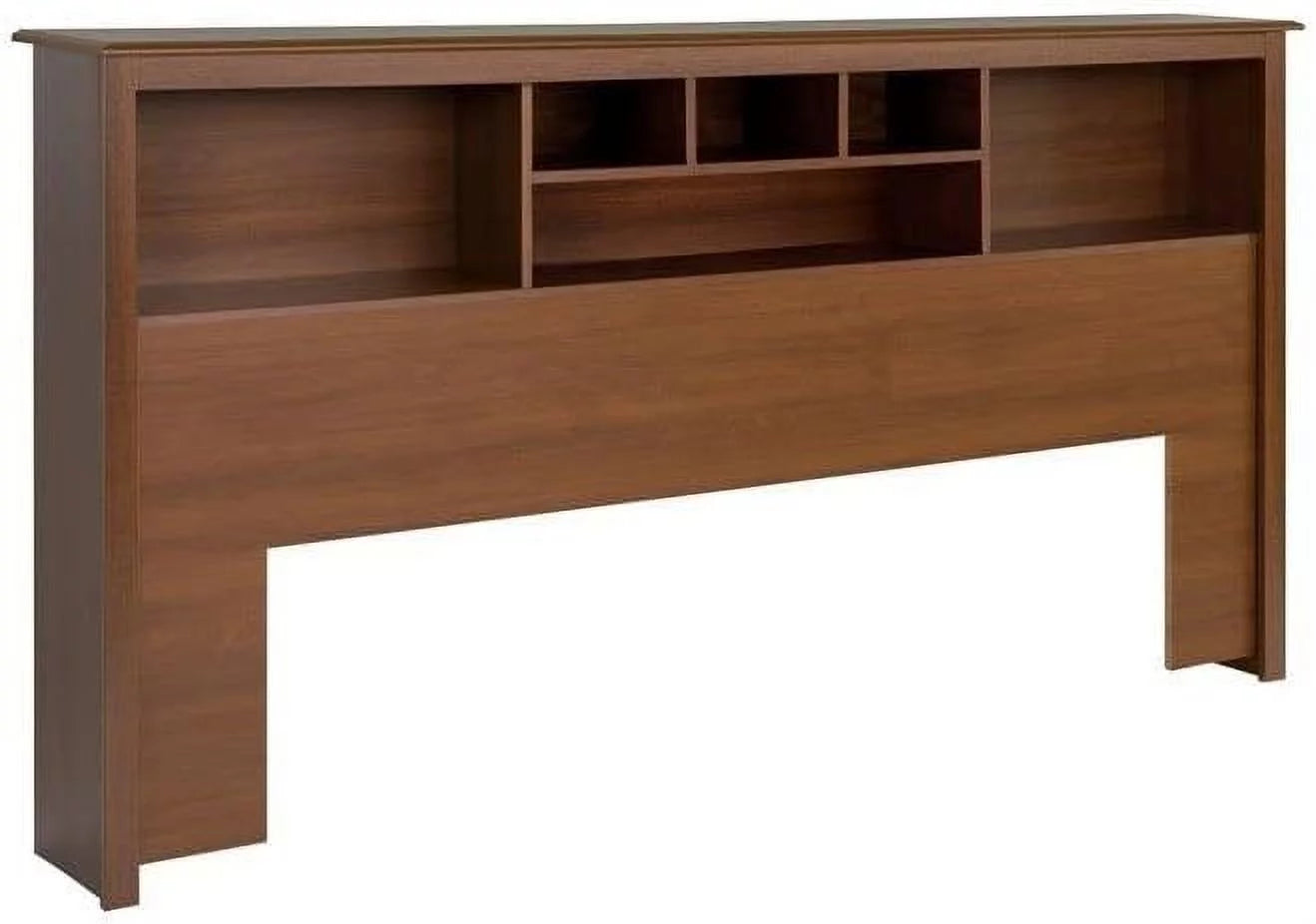 King Size Wood Bookcase Bed Headboard and Cabinet Storage in Cherry T86961