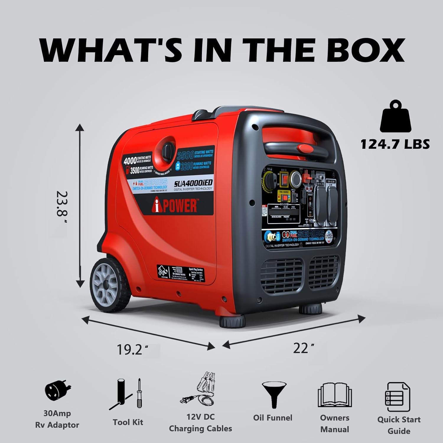 4000 Watt Portable Inverter Generator Gas & Propane Powered Z735174