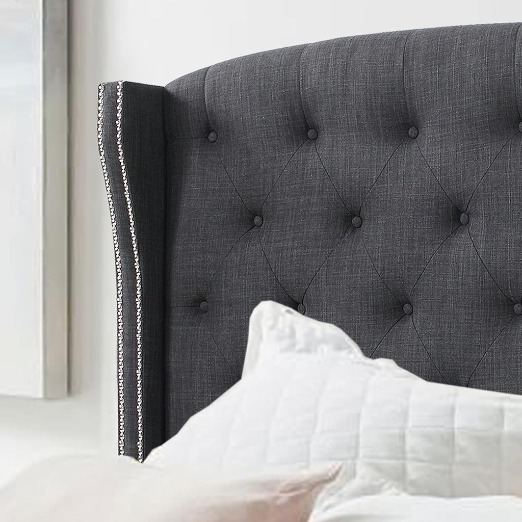 Charcoal Upholstered Wingback Headboard, Full P50267