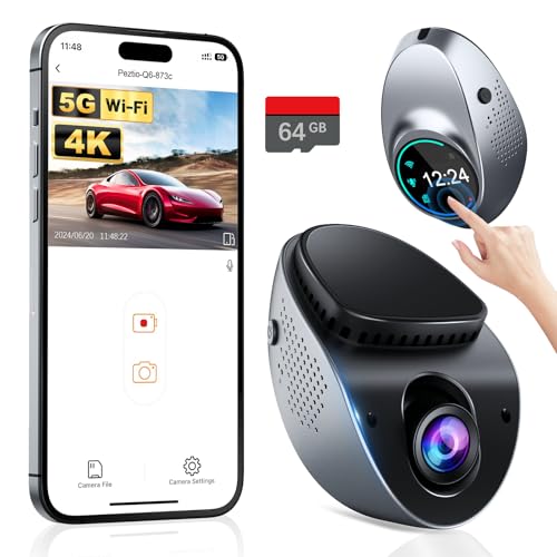 4K Dash Cam with Touch Screen, Built-in 5G WiFi, 64GB Card, Night Vision, Loop Recording Q7515