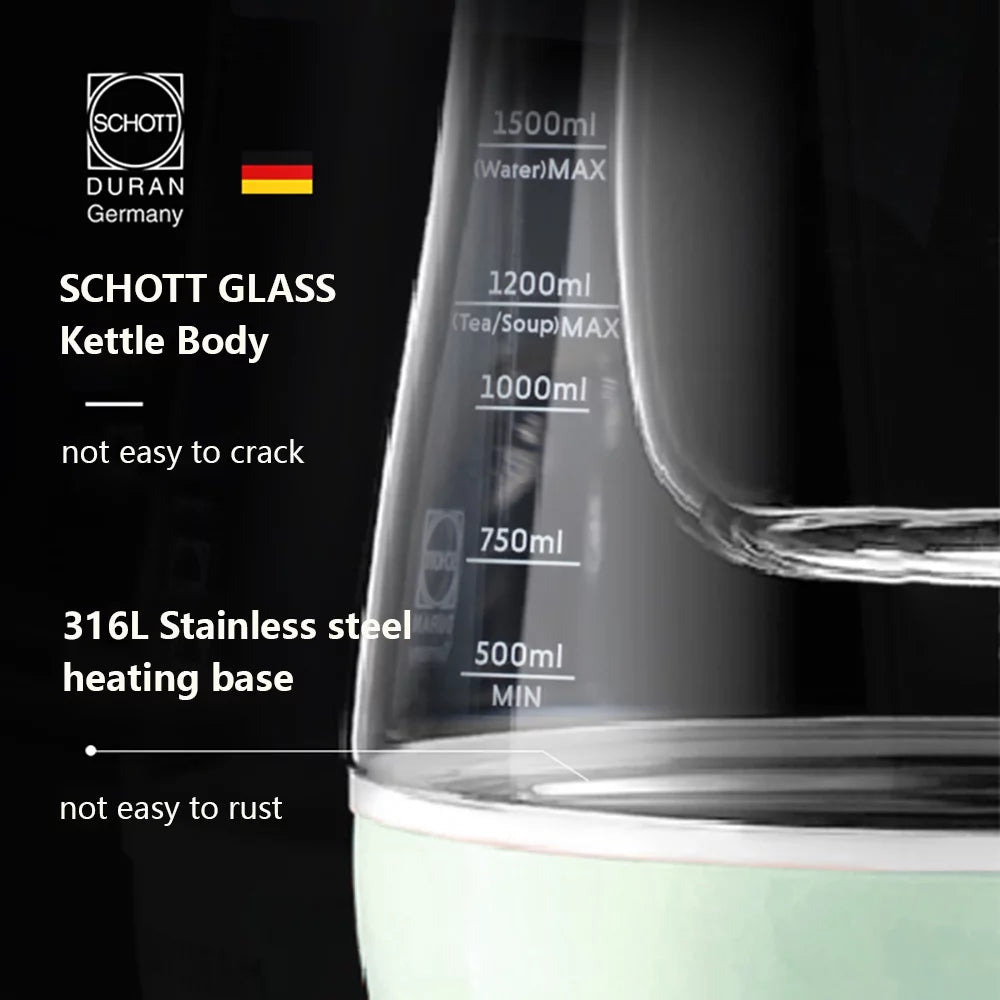 Green Glass Electric Kettle 1.5L A186