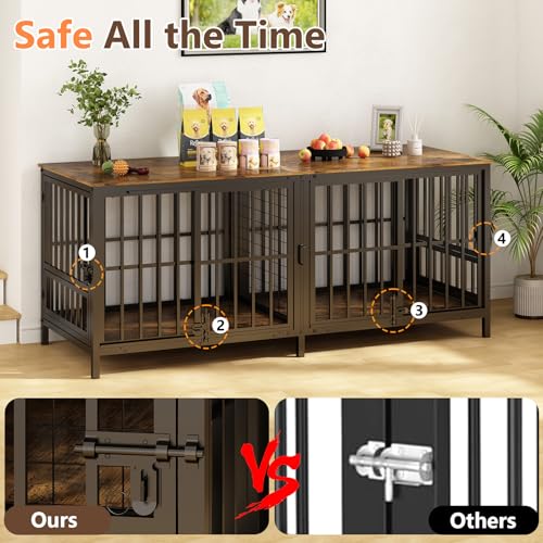 Extra Large 80" Wooden Dog Crate with Removable Divider R310613