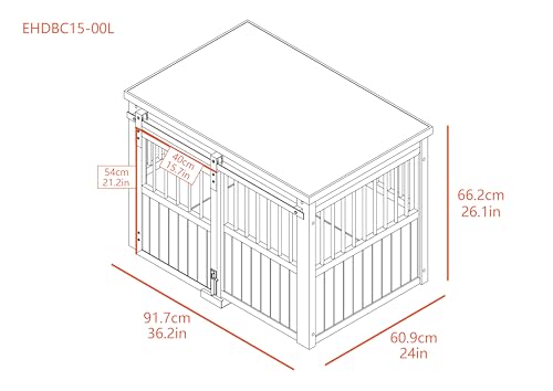 Grey Large Dog Crate with Sliding Barn Door M839349