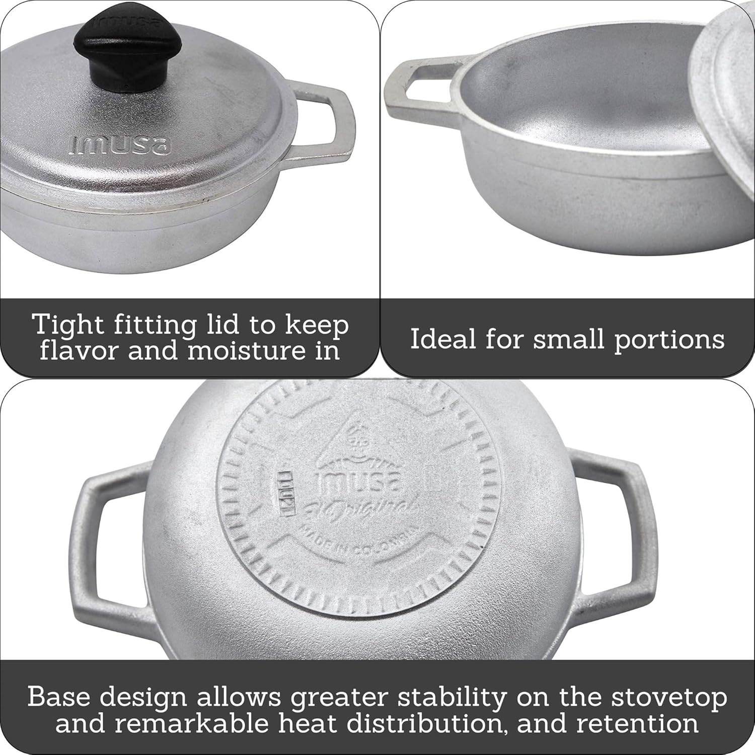 6 pack 0.5Qt Mini Cast Aluminum Caldero Set with Lid N876