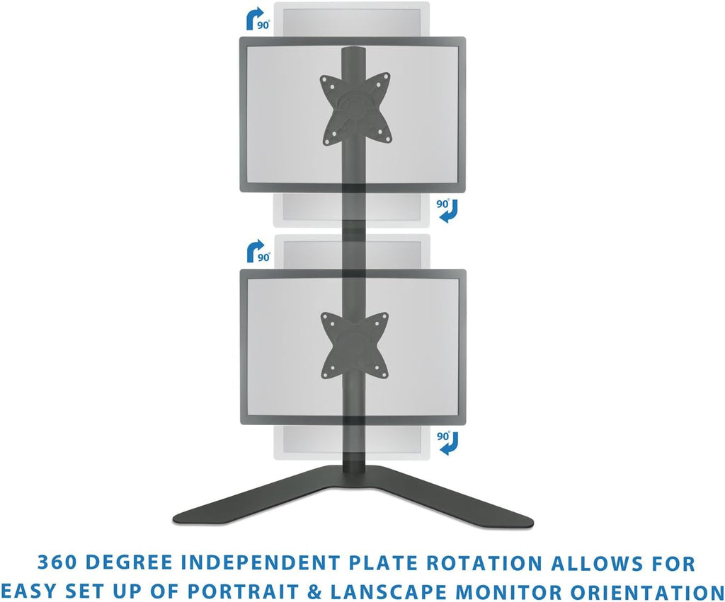 Dual Monitor Stand Vertical Stack Free Standing Desk Mount Adjustable Height Black B5598