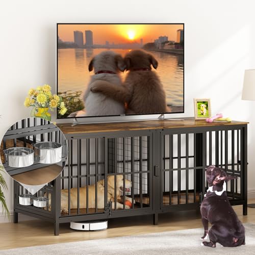 Extra Large 80" Wooden Dog Crate with Removable Divider R310613