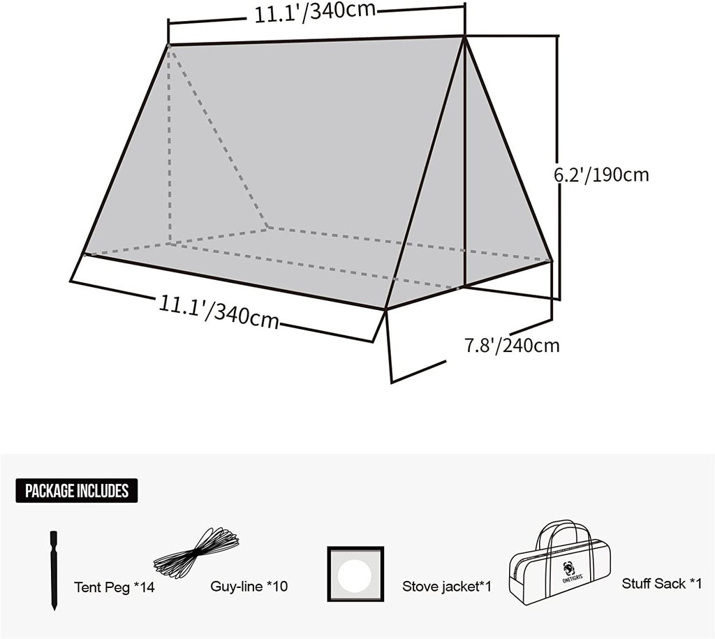 Hammock Hot Tent with Stove Jack, Waterproof Camping Tarp, PU3000mm 4 Season Tent V8052